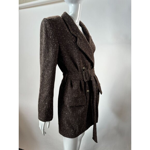 A.B.S. USA Womens Brown Belted Wool-Blend Jacket Size 8 - Picture 5 of 16